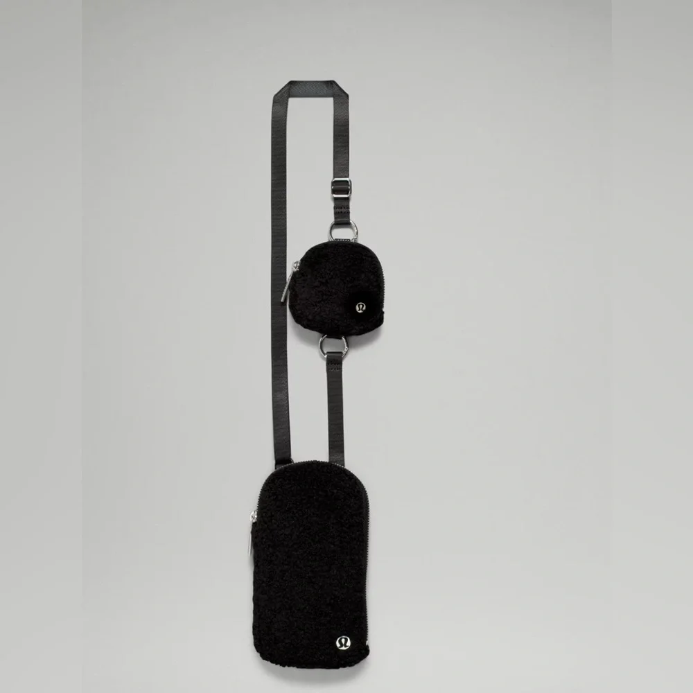 lululemon athletica Black Sherpa Crossbody Phone Case with Mini Pouch